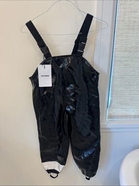 Stutterheim Kids Black Gloss Rain Bib Overalls
